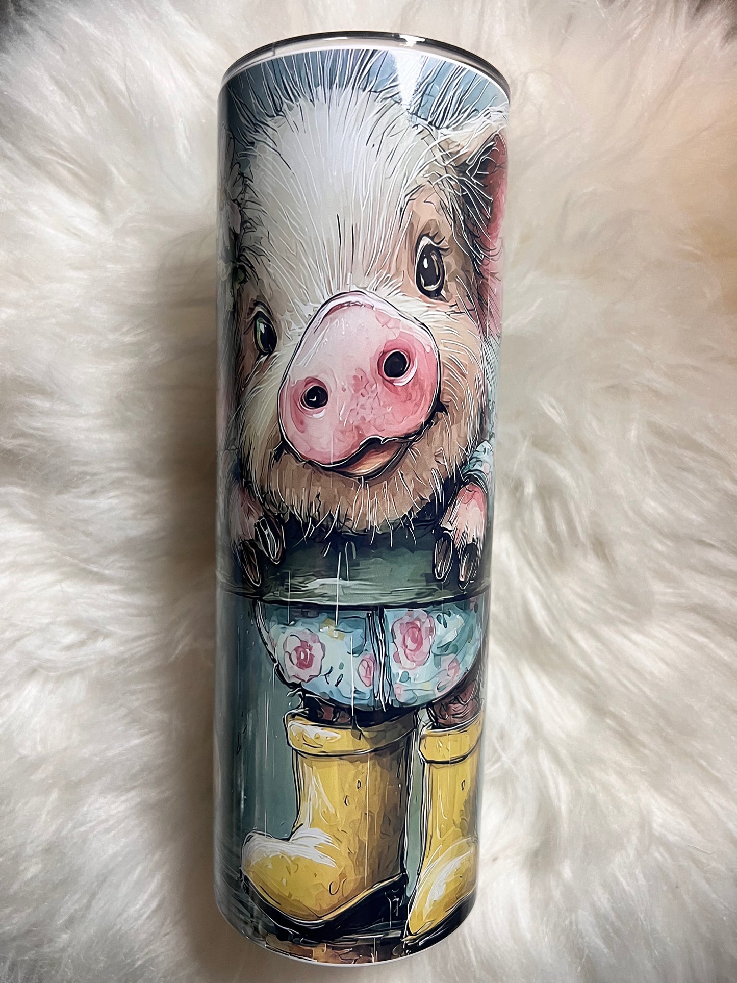 Pig at Fence with Clear Lid