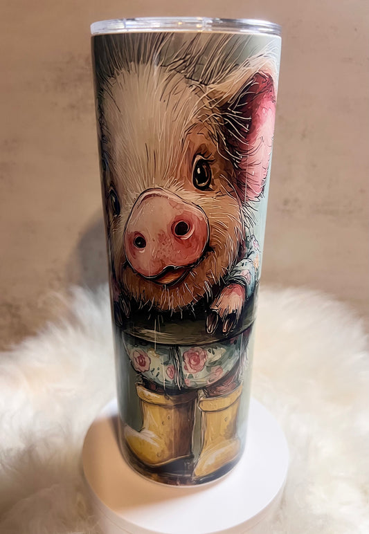 Pig at Fence with Clear Lid