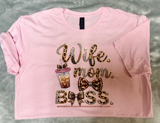 Wife Mom Boss in Light Pink