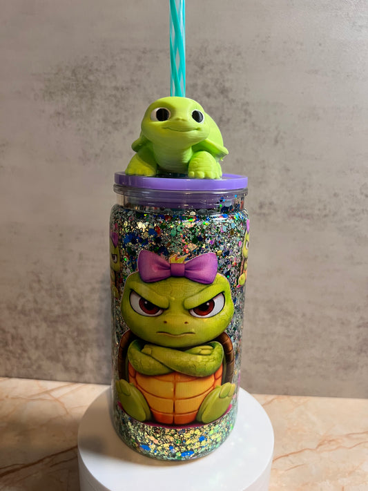 Angry Turtle with Straw Topper