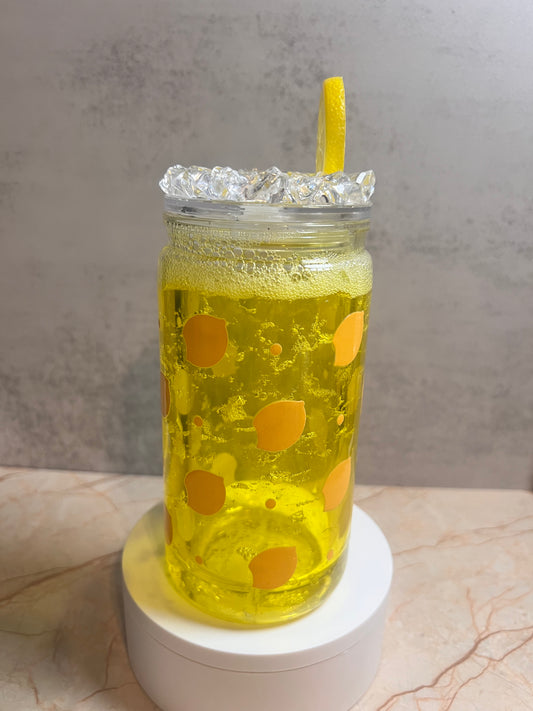 Lemon/Lemonade with Ice & Lemon Slice Lemon Lid
