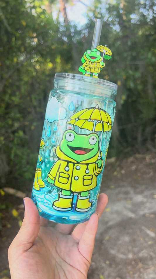 Frog in the Rain 16oz Blue Slime