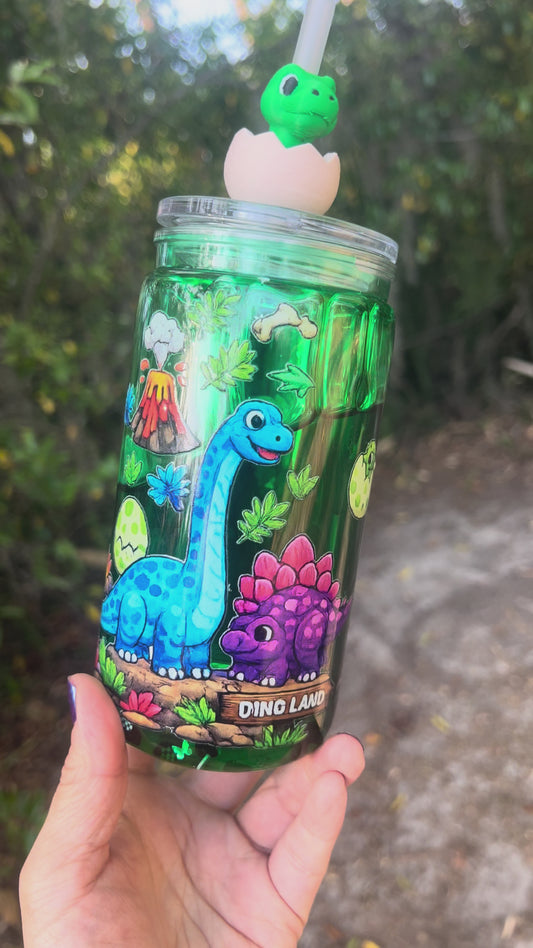 Dino Tumbler with Straw Topper 16oz
